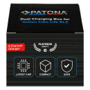 PATONA Platinum Dual-Charger Ladebox für Action Cam Life SL5 – USB‑C Eingang, 2 Ladeschächte, LED‑Ladestatus je Slot, intelligentes Lademanagement