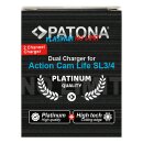 PATONA Platinum Dual Ladegerät für Action Cam Life SL3/SL4, USB‑C, intelligentes Lademanagement, Kontrollanzeige, lädt zwei Akkus gleichzeitig