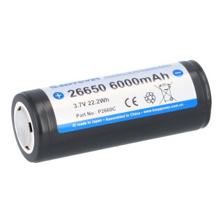 26650 Lithium-Ionen-Akku 6000mAh Flat Top