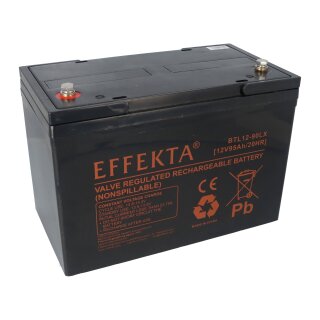 Effekta BTL12-90LX 12V 90Ah Blei‑Vlies Akku mit F12 (M8)