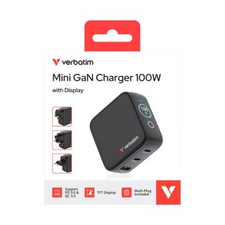Mini‑GaN 100W Ladegerät mit TFT‑Display und 3 Ports