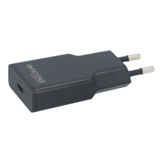 Schwarzer PATONA Platinum GaN PD20W Flat USB‑C Adapter mit PD3.0/QC3.0