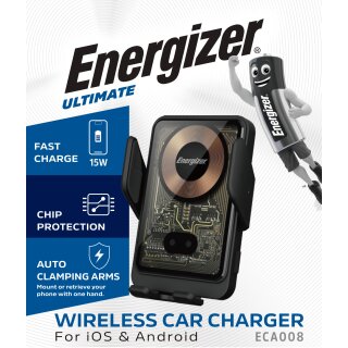 ECA008 Kfz‑Wireless‑Charger mit automatischer Klemmfunktion, schwarz