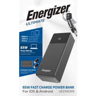 UE27062PQ Powerbank schwarz, 27.000 mAh, LED‑Status, flugtauglich