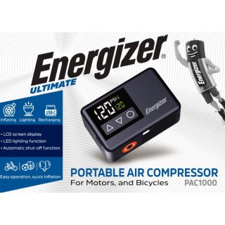 PAC1000 Mini‑Kompressor mit LCD‑Anzeige, 120 PSI, LED‑Leuchte