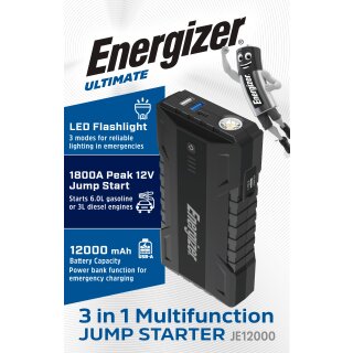 JE12000 Jump Starter mit LED-Leuchte und USB-Ports
