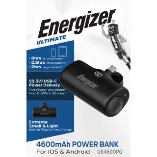 UE4600PQ Powerbank mit integriertem USB‑C Stecker und LED‑Display