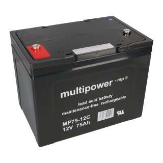 Amazon.de Multipower Blei-Akku MP75-12C Pb 12V 75Ah Zyklenfest, M6 Innengewinde