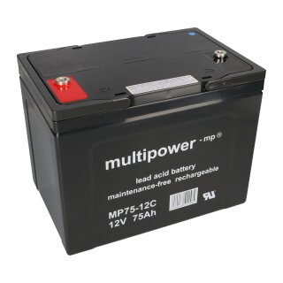 Kopie von Amazon.de Multipower Blei-Akku MP75-12C Pb 12V 75Ah Zyklenfest, M6 Innengewinde