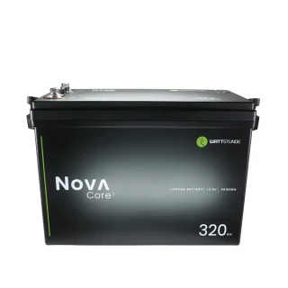 WATTSTUNDE NOVA Core² 320 Ah LiFePO4 Batterie mit CAN‑Bus Frontansicht