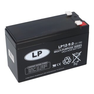 Landport LP12‑9.0 12V 9Ah VRLA AGM Batterie im ABS‑Gehäuse