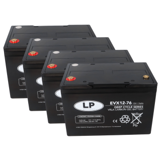 4er Set Landport EVX12-76 T6 AGM Batterie 12V 76Ah mit M6 Schraubanschluss