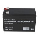 Multipower Lead-acid battery mp1236h Pb 12v 9Ah high current, Faston 6.3