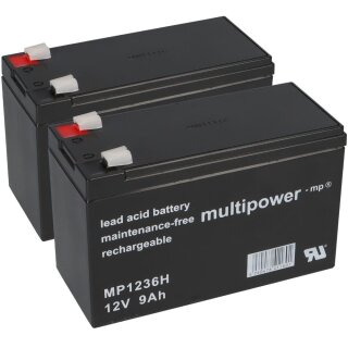 2x Multipower MP1236H 12V 9Ah AGM – passend für Tante Paula Scooter 24V