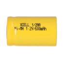 10x XCell rechargeable battery 1/2 aa 1.2v 600mAh Ni-MH. X1/2aa600 Mignon