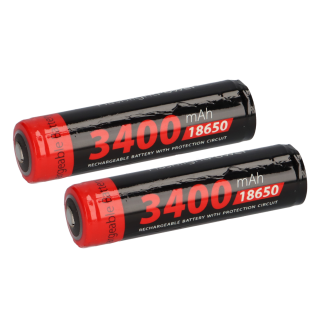 2x XCell Li-Ion 3,7V 3400mAh PCM Zelle 4/3 FA protected, for Flashlights 18650