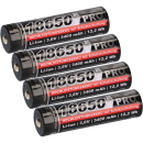 4x Kraftmax 18650 Pro Hochleistungsakku Li-Ion 3,6V 3400mAh inkl. Micro-USB Ladebuchse