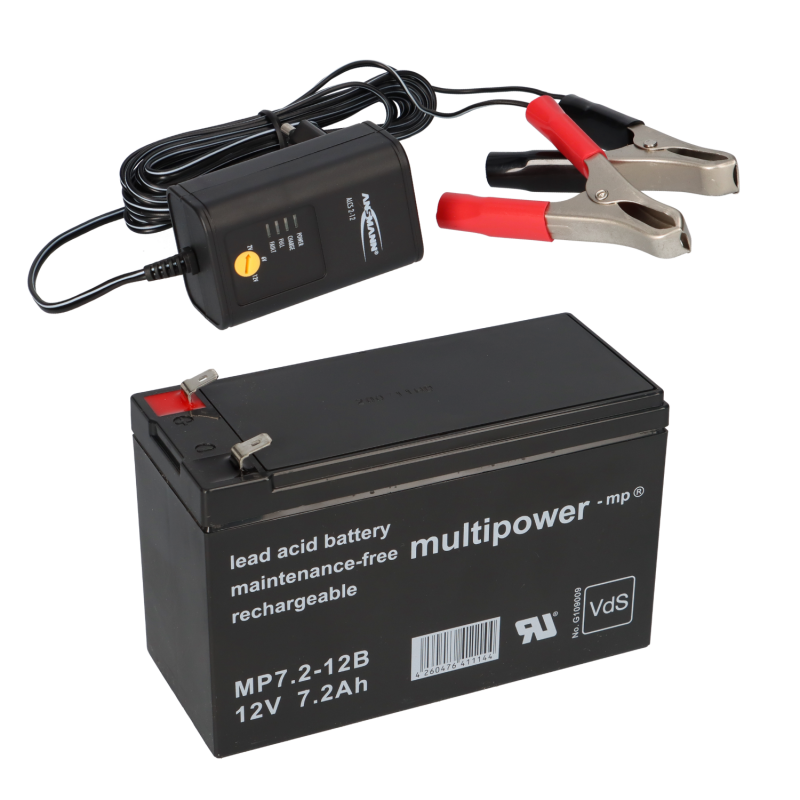 Akku für Kinderauto + Lader | 12V 7,2Ah Bleiakku | Akkuman