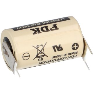FDK Lithium 3V Batterie CR 14250SE-FT1 1/2AA - Zelle 2/1 pin ++/- Rastermaß: 7,5mm