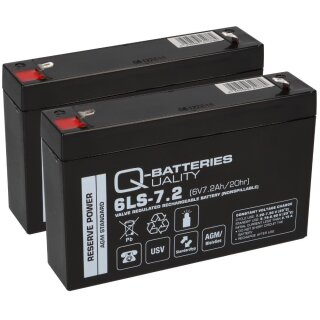 2x Q-Batteries 6LS-7.2 6V 7,2Ah Blei-Vlies Akku AGM VRLA