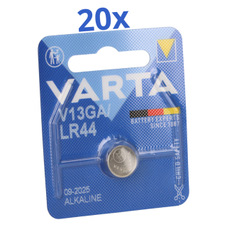 20x Varta Knopfzelle Electronics V 13 GA A76 LR 44 Alkaline 1,5 V 1er Blister