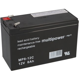 Multipower Blei Akku MP8-12C Pb 12V 8Ah Zyklenfest AGM