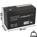 Multipower Blei-Akku MPC8-12 Pb 12V / 8Ah Zyklenfest, Faston 6,3