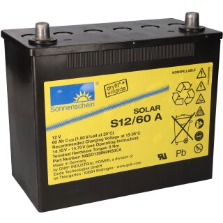 Sunshine lead battery solar s12/60 a lead gel battery 12v 60ah