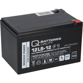 Q-Batteries 12LS-12 F1 12V 12Ah Blei-Vlies-Akku AGM VRLA mit VdS