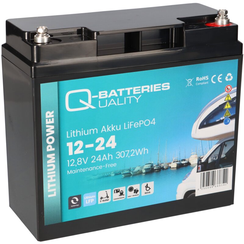 QBatteries Lithium Akku 1220 12,8V 20Ah 256Wh LiFePO4 LithiumEisen