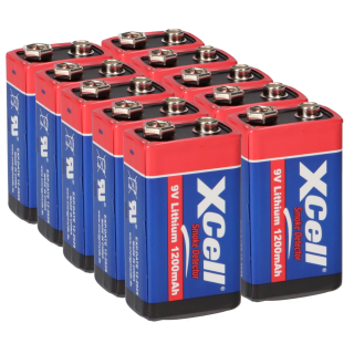10x XCell Lithium 9V Block Hochleistungs- Batterien für Rauchmelder Feuermelder 10 Jahre Batterie Lebensdauer