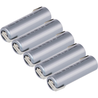 5x XCell rechargeable battery Mignon aa 2200 mAh 1.2v NiMh with z solder tag Flattop high current