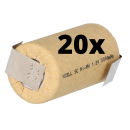 20x XCell Sub-C high-performance battery with z-solder tag - 1.2v 3000 mAh Ni-MH