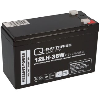 Q-Batteries 12LH-36W 12V 9Ah Blei-Vlies-Akku AGM VRLA Hochstrom USV