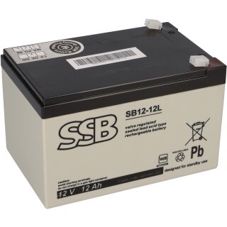 ssb lead battery sb12-12l 12v 12Ah 6,3mm Faston with VdS