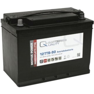 Q-Batteries 12TTB-90 12V 90Ah (C20) geschlossene Blockbatterie, positive Röhrchenplatte