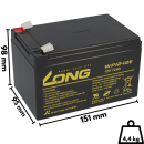 Kung Long WP12-12E 12V 12Ah AGM Bleiakku F2 6,3mm zyklenfest