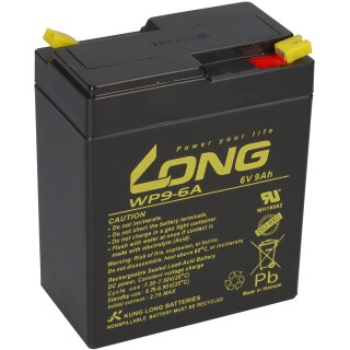 Kung Long Akku WP9-6A 6V 9Ah AGM Blei Vlies