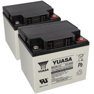 2x Yuasa Lead-acid battery rec50-12i Pb 12v / 50Ah cycle-proof, m5 internal thread