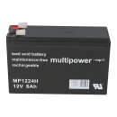 Multipower Lead acid battery mp1224h 12v 6Ah high current faston 6.3mm