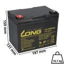 Ersatzakku für Freerider Langeneß 3, Worker 2x 12V (24V) 36Ah Zyklenfest AGM Long