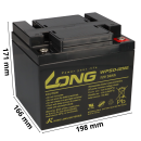 Ersatzakku für Lecson HS-539, 588, 730, 740 und 898 2x Kung Long 12V 50Ah Blei Akku Zyklenfest AGM VRLA