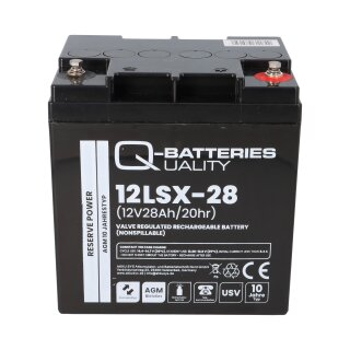 Q-Batteries 12LSX-28 12V 28Ah Blei-Vlies-Akku / AGM 10 Jahre