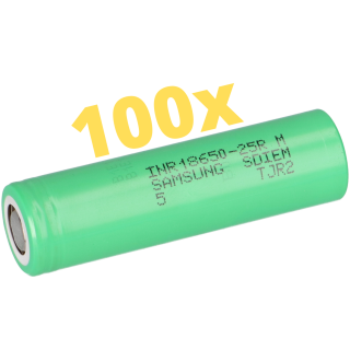 100x Samsung inr18650-25r 3.6v 2550mAh 8c 20a