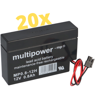 20x Multipower Blei-Akku MP0,8-12H Pb 12V 0,8Ah Heim und Haus Stecker Rollladen