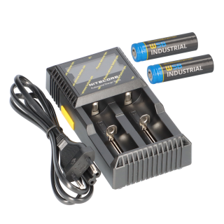 SET Nitecore D2 Ladegerät +  2x 14500 AA Solar Akku LiFePO4 3,2V 600mAh