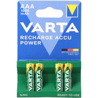 Varta Ready2Use Micro Akku Ni-MH 1,2V 1000mAh AAA 4er Blister