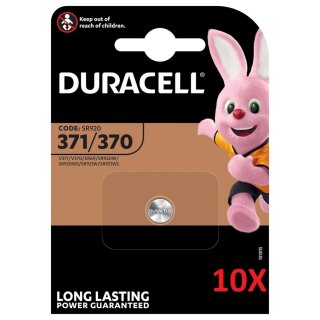 10x Duracell Uhrenbatterie D371/370 1,55V 40mAh AgO Blister