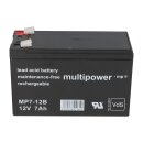 Multipower MP7-12B Bleiakku 12V 7Ah AGM VdS G114073 Faston 6,3mm F2