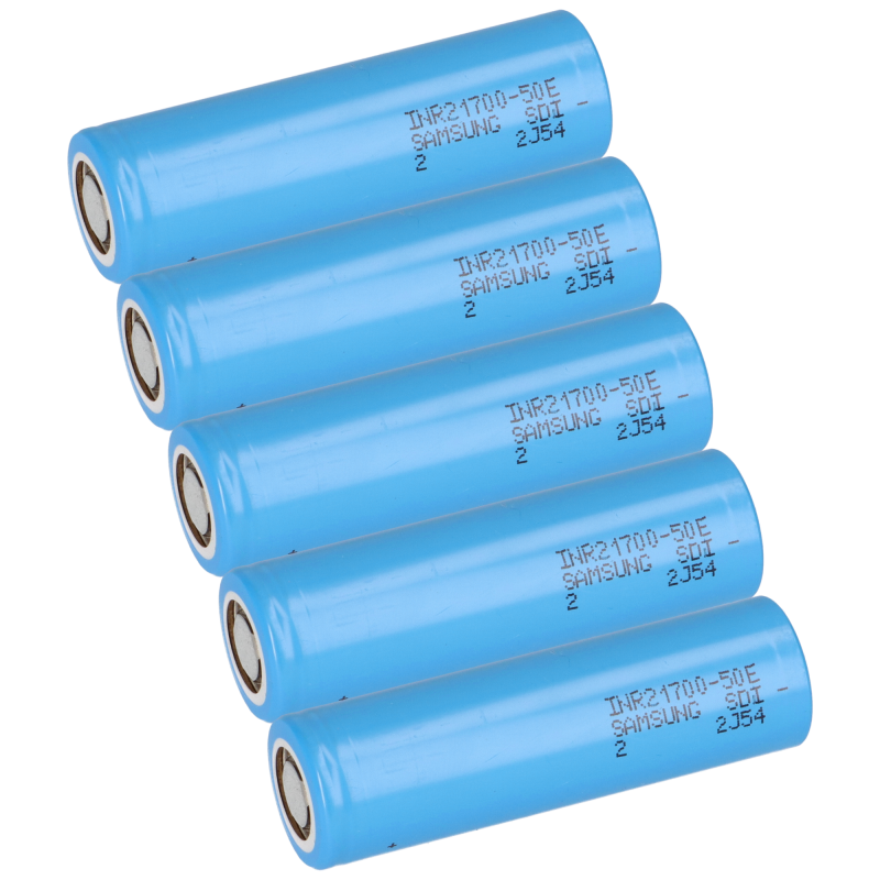 5x Samsung INR 21700 50E 3,6V 5000mAh 10A LiIonAkku